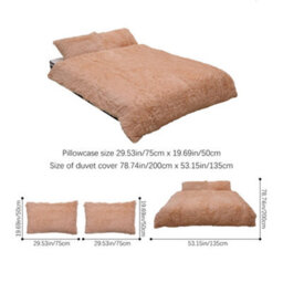 Darphe Camel 3Pcs Single Side Faux Mink Fleece Bedding Duvet Cover With 2 Pillowcases - thumbnail 9