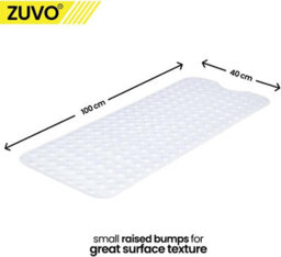 Zuvo Extra Long Bath Mat 100X40Cm Solid White Non Slip Shower Mat With Suction And Washable - thumbnail 6