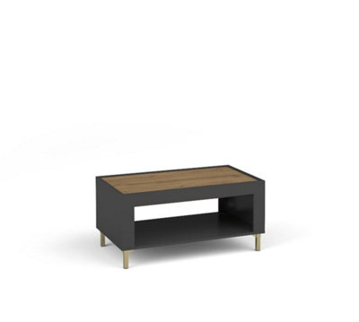 Arte Mossa Modern Coffee Table In Black & Oak - W970mm X H470mm X D560mm - image 1