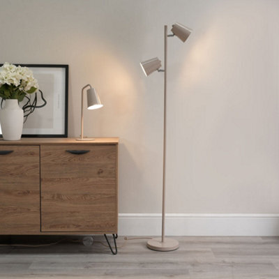 Valuelights Bibi Natural Metal 2 Way Standing Floor Lamp For Living Room Office Reading Light - image 1
