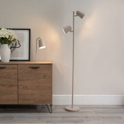 Valuelights Bibi Natural Metal 2 Way Standing Floor Lamp For Living Room Office Reading Light