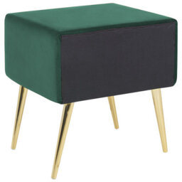 Wyld And Coco Emerald Velvet Bedside Table With 1 Drawer And Gold Legs, W46 X D38 X H49Cm - thumbnail 6