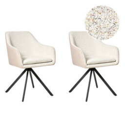 Beliani Set Of 2 Dining Chairs Lithia Boucle Light Beige