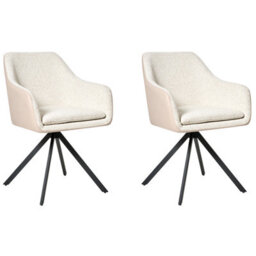 Beliani Set Of 2 Dining Chairs Lithia Boucle Light Beige - thumbnail 4