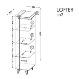 Arte Slimline Elegance: Lofter Tall Cabinet In Oak Wotan & Concrete, H1871mm W451mm D553mm - thumbnail 3