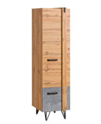 Arte Slimline Elegance: Lofter Tall Cabinet In Oak Wotan & Concrete, H1871mm W451mm D553mm - thumbnail 1