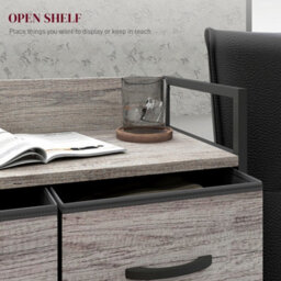 Homcom Bedroom Chest Of Drawers 4 Drawer Dresser W/ Shelf, Grey Wood Effect - thumbnail 5