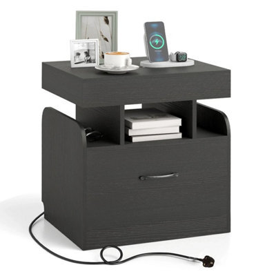 Nightstand Bedside Table With Drawer & Sliding Top Storage - image 1