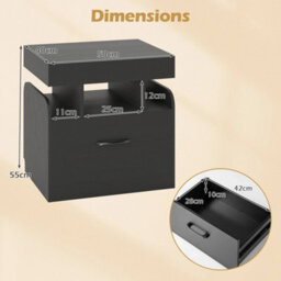 Nightstand Bedside Table With Drawer & Sliding Top Storage - thumbnail 2