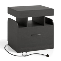 Nightstand Bedside Table With Drawer & Sliding Top Storage - thumbnail 3