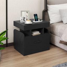Nightstand Bedside Table With Drawer & Sliding Top Storage - thumbnail 4