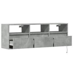Berkfield Tv Wall Cabinet With Led Lights Concrete Grey 130X31X45 Cm - thumbnail 9