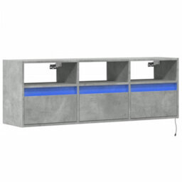 Berkfield Tv Wall Cabinet With Led Lights Concrete Grey 130X31X45 Cm - thumbnail 3