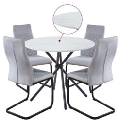 Hallowood Furniture Cullompton Small 90Cm Round Dining Table With White Marble Effect Top And 4 Light Grey High Back Dining Chairs - thumbnail 8