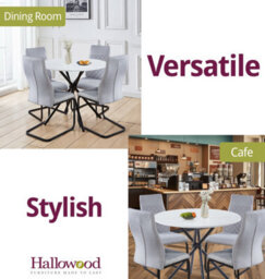 Hallowood Furniture Cullompton Small 90Cm Round Dining Table With White Marble Effect Top And 4 Light Grey High Back Dining Chairs - thumbnail 6