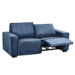 Beliani Electric Recliner Sofa 2 Seater Nukari Fabric Blue - thumbnail 1