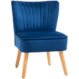 Homcom Velvet Accent Chair Occasional Tub Chair For Living Room, Dark Blue - thumbnail 2
