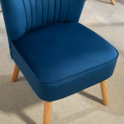 Homcom Velvet Accent Chair Occasional Tub Chair For Living Room, Dark Blue - thumbnail 6