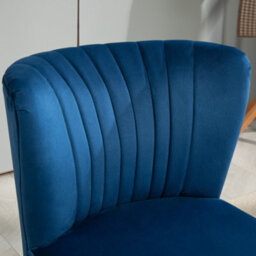 Homcom Velvet Accent Chair Occasional Tub Chair For Living Room, Dark Blue - thumbnail 7
