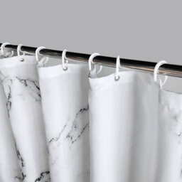 Neel Blue Marble Shower Curtain, Grey & White Polyester Fabric Bathroom Curtain With 12 Hooks - 180X180Cm - thumbnail 8