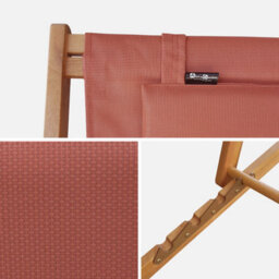 Sweeek. Pair Of Eucalyptus Deck Chairs With Headrest Cushions Creus Terracotta 102X56X86 Cm - thumbnail 4