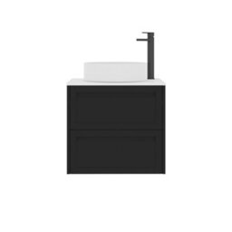 Royal Bathrooms Royal Bathroom Elmore 600mm Matt Nocturne Black Wall Mounted Vanity Unit 2 Drawer With Plain White Worktop & No Basin - thumbnail 7