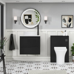 Royal Bathrooms Royal Bathroom Elmore 600mm Matt Nocturne Black Wall Mounted Vanity Unit 2 Drawer With Plain White Worktop & No Basin - thumbnail 5