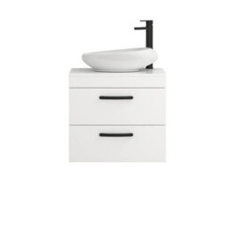 Royal Bathrooms Turin 800mm Wall Mounted Bathroom Vanity Unit With Sink 2 Drawer Gloss White & Nova Countertop Basin - thumbnail 5