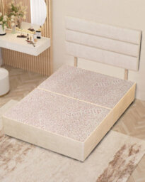 Somnior Beds Somnior Chambery Plush Velvet 4Ft Small Double Divan Bed Base With Upholstered Headboard Ivory - thumbnail 3