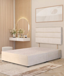 Somnior Beds Somnior Chambery Plush Velvet 4Ft Small Double Divan Bed Base With Upholstered Headboard Ivory - thumbnail 2