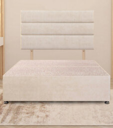 Somnior Beds Somnior Chambery Plush Velvet 4Ft Small Double Divan Bed Base With Upholstered Headboard Ivory