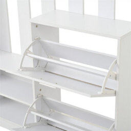Abrihome 5-In-1 Coat Stand With Shoe Rack, Coat Hooks, Bench & Mirror - 135X180X25Cm, White - thumbnail 8