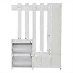 Abrihome 5-In-1 Coat Stand With Shoe Rack, Coat Hooks, Bench & Mirror - 135X180X25Cm, White - thumbnail 5