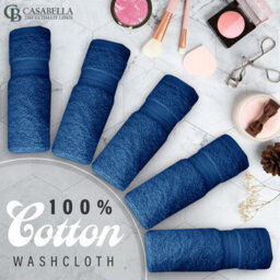 Casabella Premium Quality 12 Royal Face Towels 30X30Cm Highly Absorbent Face Cloth Set, 100% Combed Cotton 650 Gsm - thumbnail 2