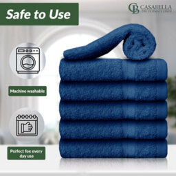 Casabella Premium Quality 12 Royal Face Towels 30X30Cm Highly Absorbent Face Cloth Set, 100% Combed Cotton 650 Gsm - thumbnail 3