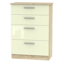 Trent 4 Drawer Deep Chest Of Drawers In Cream & Bardolino Oak (Ready Assembled)