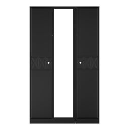 Genoa Ready Assembled Contemporary Matt Black Tall Triple Wardrobe With 1 Mirror Door (H)1960mm (W)1108mm (D)530mm - thumbnail 2