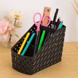Multi-Compartment Plastic Desk & Drawer Storage Organiser Set 2Pack - Black Small Size - thumbnail 1