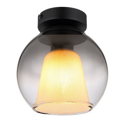 Luminosa Lighting Luminosa Barry Globe Ceiling Light Matt Black Ball Smoke Glass Shade 1X E27 - image 1