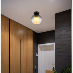 Luminosa Lighting Luminosa Barry Globe Ceiling Light Matt Black Ball Smoke Glass Shade 1X E27 - thumbnail 3