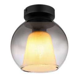 Luminosa Lighting Luminosa Barry Globe Ceiling Light Matt Black Ball Smoke Glass Shade 1X E27 - thumbnail 1