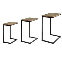 Sobuy Fbt102-F, Set Of 3 Wooden Nesting Tables Coffee Tables Set For Living Room, Natural & Black - thumbnail 1
