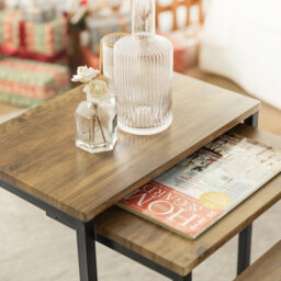 Sobuy Fbt102-F, Set Of 3 Wooden Nesting Tables Coffee Tables Set For Living Room, Natural & Black - thumbnail 4