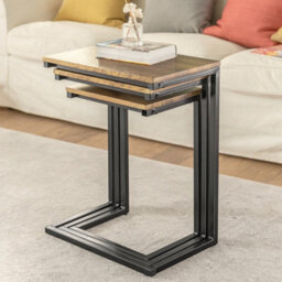 Sobuy Fbt102-F, Set Of 3 Wooden Nesting Tables Coffee Tables Set For Living Room, Natural & Black - thumbnail 9