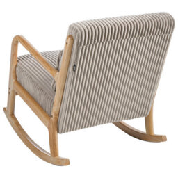 Wyld And Coco Rocking Armchair Beige Corduroy Upholstery Low-Profile Rubberwood Frame - thumbnail 6
