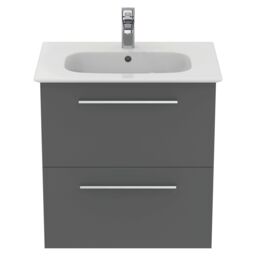 Ideal Standard I.life A Matt Quartz Grey Wall-Mounted Vanity Unit & Basin Set With 2 Chrome Effect Handle (W)600mm (H)630mm - thumbnail 3