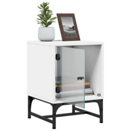 Berkfield Bedside Cabinet With Glass Door White 35X37X50 Cm - thumbnail 5