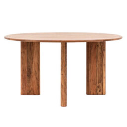 Xample Gallery Borden Acacia Round Dining Table - Solid Wood 4 Seater With Rich Brown Finish & Angled Legs, Modern Vintage Design - thumbnail 5