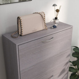 Homcom Slim Shoe Storage Cabinet With 3 Flip Drawers, Grey - thumbnail 8