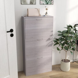 Homcom Slim Shoe Storage Cabinet With 3 Flip Drawers, Grey - thumbnail 1